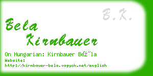 bela kirnbauer business card